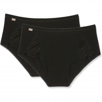 Playtex Cherish Cotton & Lace Midi X2, Braguita para Mujer, Negro