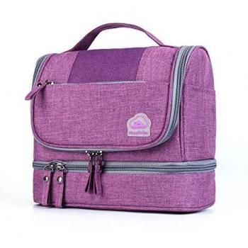 MonTrüe Neceser Impermeable para Hombres y Mujeres | Bolsa de Aseo Colgante de 7 litros | Bolsa de cosméticos de Viaje para artículos de Viaje Secos y mojados, púrpura