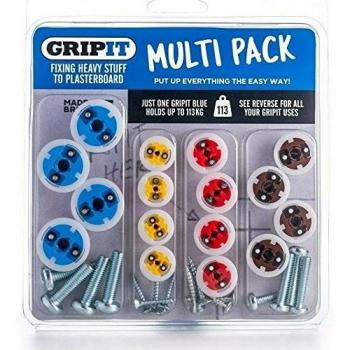 Gripit GMIXEDKIT - Kit de fijación mixto para placas de yeso - Soporta cargas pesadas en paredes de yeso de hasta 113 kg