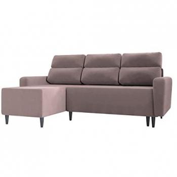 Sofá rinconero Stamford 102, Itaka 38, con función de descanso y caja de ropa de cama, dimensiones 236x148x99cm