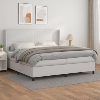 Cama box spring con colchón cuero sintético blanco 200x200 cm Vidaxl