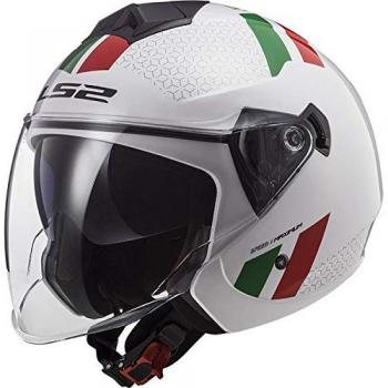 LS2 NC Casco per Moto, Hombre, Blanco/Verde/Rojo, M