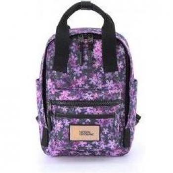 Mochila National Geographic Legend para Mujer con Estampado de Flores Lila, Compartimento para Tablet, Bolsillo Frontal, Asa Superior y Capacidad de 8 Litros, Dimensiones 20x13x29 cm