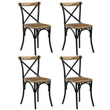 vidaXL Cross Chairs 4 pcs Black Solid Mango Wood