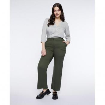 Pantalones rectos de lyocell y algodón con cierre de cremallera y botones - Modelo Fiorella Rubino