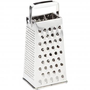 Leifheit Rallador de cuatro caras ComfortLine con 4 superficies para cortar queso, rallador de cocina de acero inoxidable, rallador de queso con asa