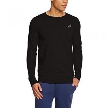 Asics Pullover Crew - Punto deportivo para hombre, color negro, talla L