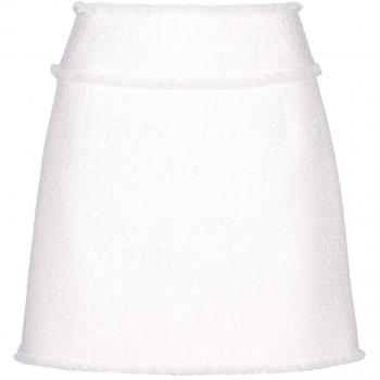 Dolce & Gabbana Women's Tweed Mini Skirt in Cream, Size 40, F4CR5THUMUAW3789, White Tweed Frayed Edge Skirt, Beige female, Sizes: XS