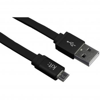 Kit Micro USB Cable plano de datos-compatible con Smartphones, Tablets y PCs incluyendo Samsung Galaxy S2/S3/S4/S5, Galaxy Note 2/3, Galaxy Tab 2/3/4, Sony Xperia Z1/Z2, HTC One/One M8 y Google nexo 5/7/10 - metálico negro