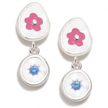 Pendientes y Collar Agatha Ruiz de la Prada DIDO niña 925m Plata Ley, pendientes de 17 mm en forma de flor esmaltada (dos piezas) y collar de 42 cm con colgante