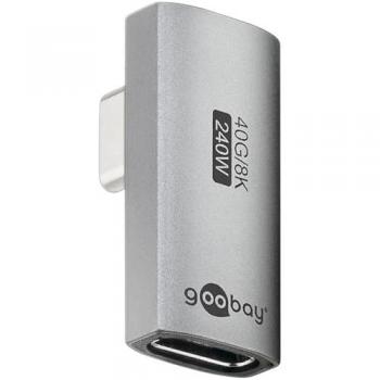 Goobay USB-C 90° Vertical Adapter, USB4™ Data + Video, 240W/40Gbps, Silver