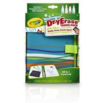 Crayola Paquete de viaje lavable en seco, pizarra blanca para niños de 4, 5, 6, 7 años