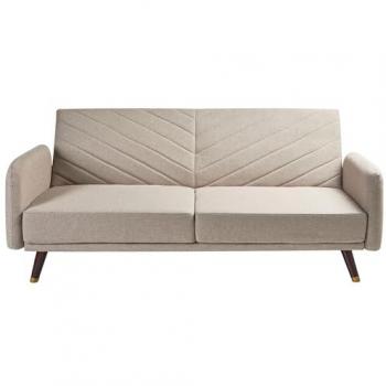 Sofá cama 3 plazas marrón claro de lino sintético convertible y reclinable Senja
