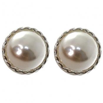 Pendientes de Plata Ley 925 para Mujer con Perla Central de 12mm y Bordes Omega Detallados - Elegantes