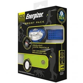 Energizer Sport Pack, Linterna Frontal + Brazalete LED + Pilas, Running y Ciclismo, Azul