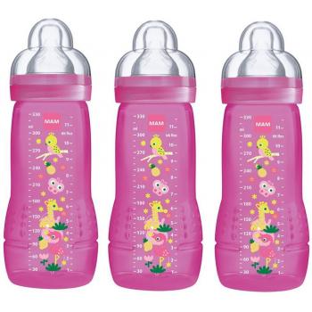 Mam botellas biberones Easy Active Baby Bottle Set Girl 3 x Baby Bottle 330 ml Con Aspiradora Talla 2