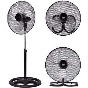 Ufesa SFM1850 Ottawa 3 en 1 Ventilador de Pie, Sobremesa y de Pared Oscilante, 70W, 3 Velocidades, 45cm Diámetro, 3 Aspas Metálicas, Altura Ajustable
