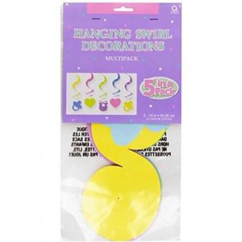 amscan Internacional Baby Shower Hanging Remolino Decoraciones, Pack de 5