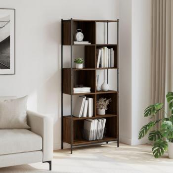 Estantería de madera de ingeniería 72x28x172 cm en negro, roble sonoma y roble ahumado, mueble de almacenaje para oficina, estudio y dormitorio