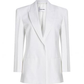Calvin Klein Women's White Cotton Twill Tailored Blazer Size M