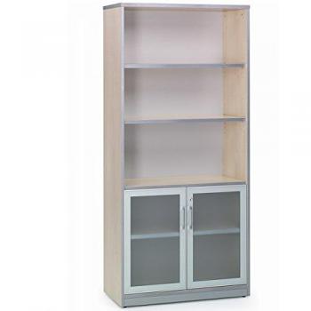 ARMARIO ROCADA EN MELAMINA DE HAYA SIN TAPA SUPERIOR CON PUERTAS BAJAS EN CRISTAL 195 X 90 X 45 CM.