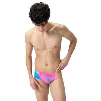 Speedo Bañador Slip 8cm Allover Estampado Integral Digital para Hombre Azul/Rosa 46