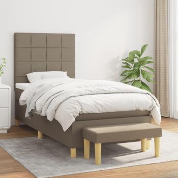 Cama box spring con colchón tela gris taupe 80x200 cm Vidaxl