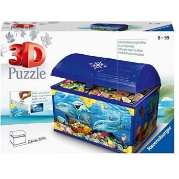 Rompecabezas 3D Ravensburger Cofre del Tesoro Mundo Submarino - 216 Piezas - A partir de 8 Años - Caja de Almacenamiento con Tapa Práctica