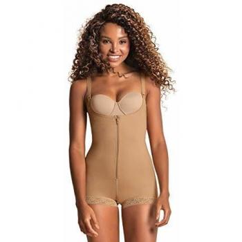 Leonisa Women's PowerSlim Open Bust Boyshort Body Shaper - Beige Plus Size Small