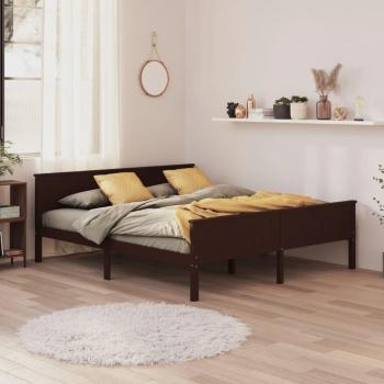 Estructura de cama vidaXL madera maciza pino marrón oscuro 200x200 cm