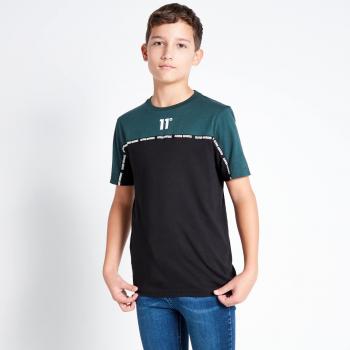 Camiseta de Manga Corta 11 Degrees Verde Oscuro con Detalles Negros para Niños de 8 a 10 Años