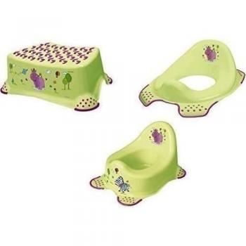 Set de 3 Hippo Verde Orinal + Accesorio de WC + Banqueta Entrenamiento Váter