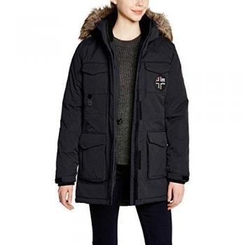 Twentyfour Skijacke Jackson Hole Parka Warmer mit Kapuze und abnehmbaren Fellkragen - Chaqueta de esquí para Mujer, Color Negro, Talla 44