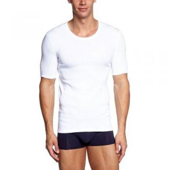 Camiseta Interior de Hombre SCHIESSER de 1/2 Brazo, Algodón Esencial, Costilla Fina, Color Blanco