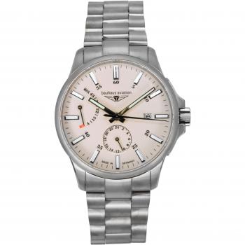 Bauhaus Aviation Titanium Men's Automatic Watch with Luminous Beige Dial and 100M Water Resistance