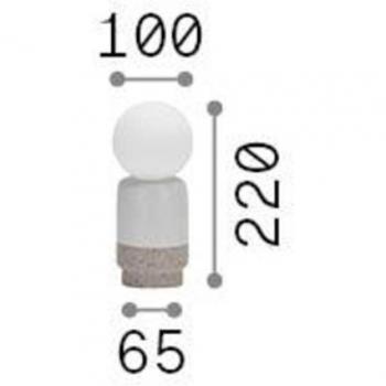 Lámpara de mesa Ideal Lux Crema, altura 22 cm, blanco, escayola y cristal