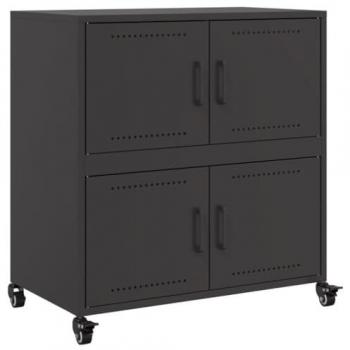 Black Steel Sideboard 68x39x72 cm - Modern Storage Cabinet