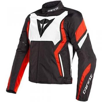 Dainese 1735212_N32_48 Edge Tex Jacket Chaqueta Moto, Negro/Blanco/Rojo Fluo, 48