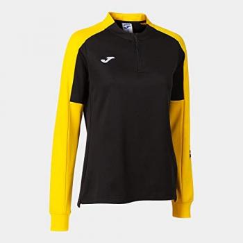 Sudadera Joma Eco Championship Mujer Negro Amarillo Recycled con Media Cremallera