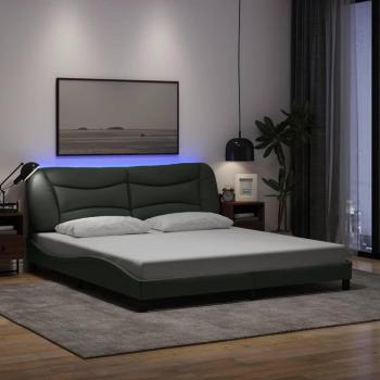 Estructura de cama con luces LED gris oscuro 180x200 cm Vidaxl