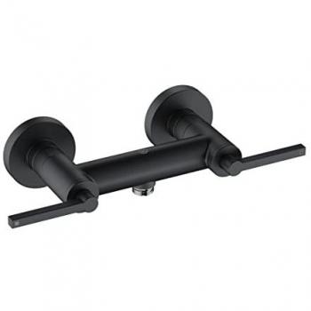 Grifo de Ducha Kludi Nova Fonte Puristic DN 15, Doble Manija, Montaje en Pared, Metal, Negro Mate