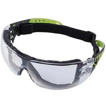 Wolfcraft 4907000 gafas protectoras Sport con traviesa de bloqueo montado y cinta de goma, transparente PACK 1