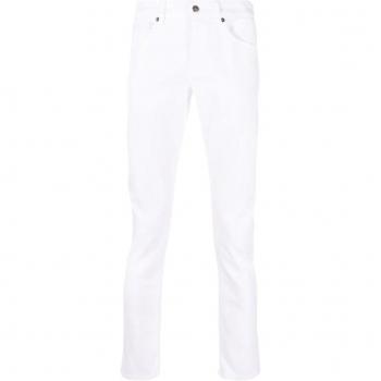 Dondup Slim-fit Jeans for Men, White, Size: W34, Skinny-Fit with Logo Plaque