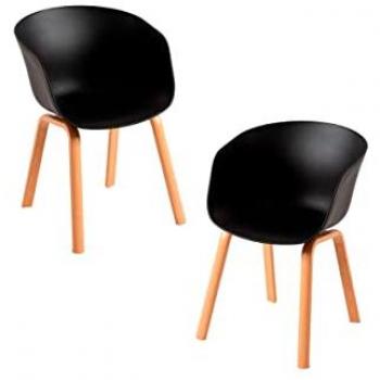 Pack 2 Sillas Hema - Sillas de comedor en color negro, fabricadas en polipropileno