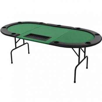 vidaXL Tablero de Póker Plegable 9 Jugadores Ovalado Verde Mesilla Auxiliar
