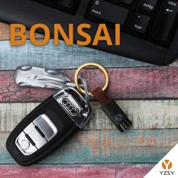 YZSY Bonsai - Cable Charge & Sync Keychain MicroUSB, Color marrón y Negro