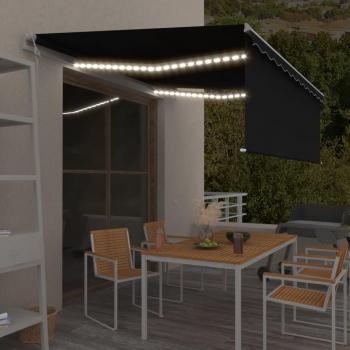Toldo automático con sensor de viento y LED, 4x3m, color antracita