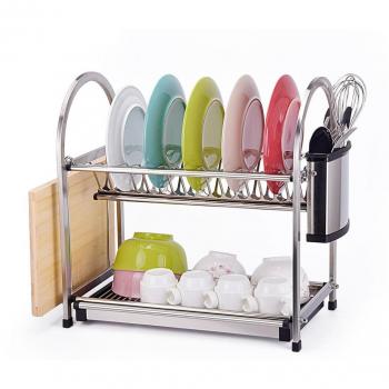 TopLife plato escurridor de acero inoxidable escurreplatos 2 niveles plata