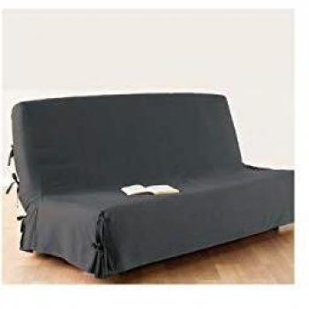 Funda para sofá cama clic-clac - 100% algodón - Gris oscuro - 140x200 cm