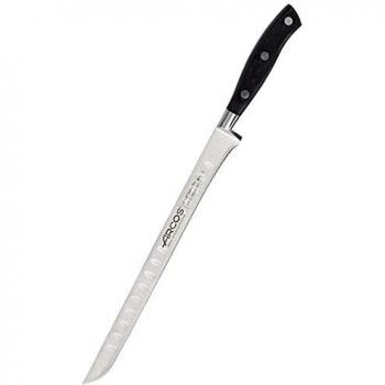 Arcos Serie Riviera - Cuchillo Jamonero, Hoja Flexible y alveolada de Acero Inoxidable Forjado NITRUM 250 mm, Mango de Polyoxymethylene